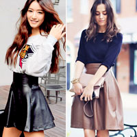 Thời trang công sở - Mặc váy da xòe "chất" trong mùa lạnh