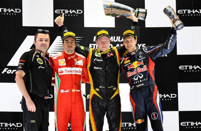3 tay đua được bước lên bục podium mùa giải F1 2012: Vettel - Alonson - Raikkonen.