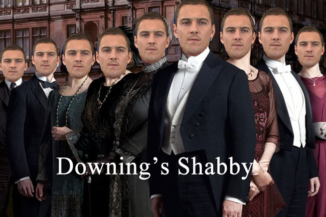 Bức ảnh chế theo poster của Downton Abbey. Một bộ phim truyền hình dài tập về Downing xấu xí.