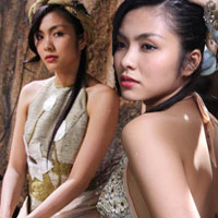 - Hà Tăng khoe vai trần, lưng ong