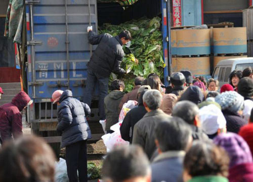 TQ: Hàng trăm người đổ xô nhận cải bắp bỏ đi - 2