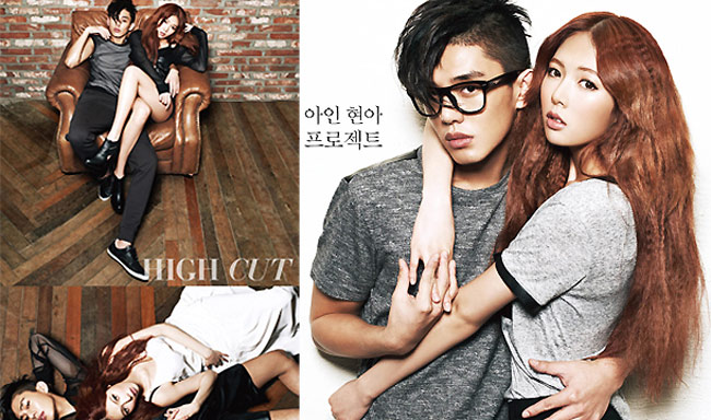 HyunA chụp hình trên tạp chí cùng nam diễn viên Yoo Ah In (phim Fashion King).
