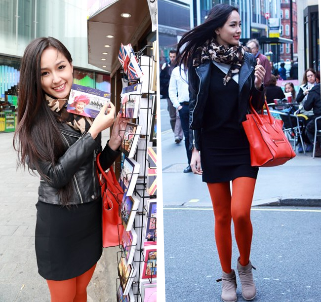 Mai Phương Thúy "lỉnh kỉnh"trên phố London.
