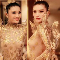 Hoa hậu Trung Quốc mặc váy trong suốt