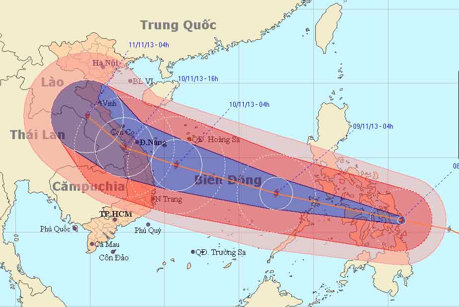 Siêu bão Haiyan băng băng tiến vào Biển Đông - 1