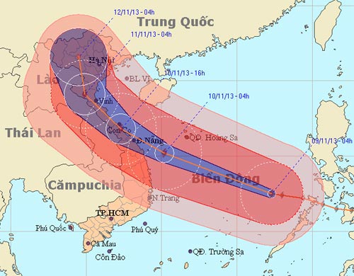 Vùng ảnh hưởng trực tiếp bão HaiYan mở rộng phía Bắc - 1