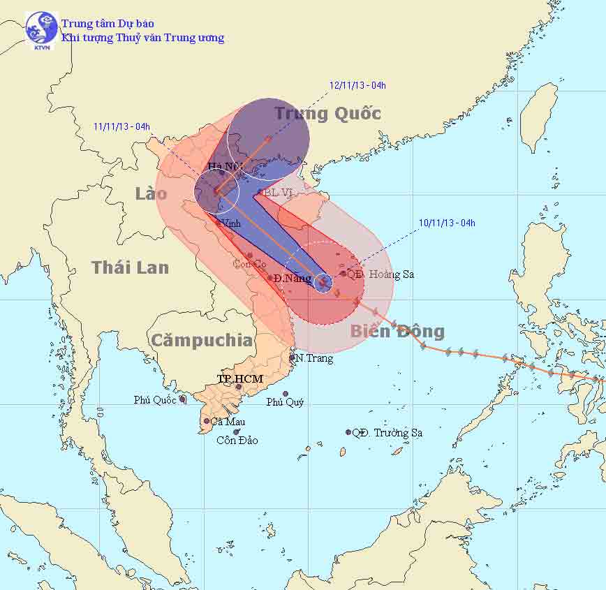 Bão Haiyan hướng về phía bắc Trung Bộ và Bắc Bộ - 1
