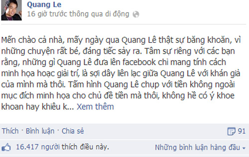 Quang Lê kể công bằng tâm thư - 2