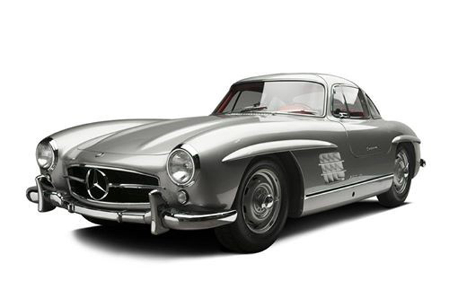 Mercedes-Benz 300SL phiên bản năm 1955 với đặc trưng sử dụng cửa Gullwing là dòng xe nổi tiếng chạy nhanh nhất trong giai đoạn 1954 – 1963.
