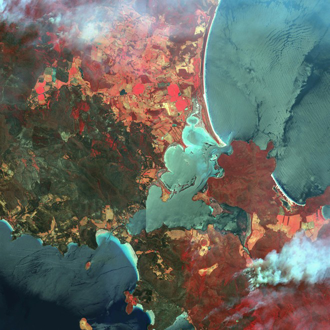 Đám cháy rừng ở Dunalley, Tasmania, Australia. Ảnh: DigitalGlobe.
