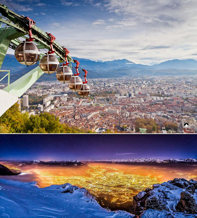 Những chiếc cáp treo Grenoble-Bastille trông như những quả bóng bay giữa không trung.

Pháo đài Bastille là nơi thu hút hơn 600.000 lượt du khách mỗi năm. Ngoài ra khi ngồi cáp treo đến với Bastille du khách còn được chiêm ngưỡng cảnh quan tuyệt đẹp của tỉnh Grenoble.
