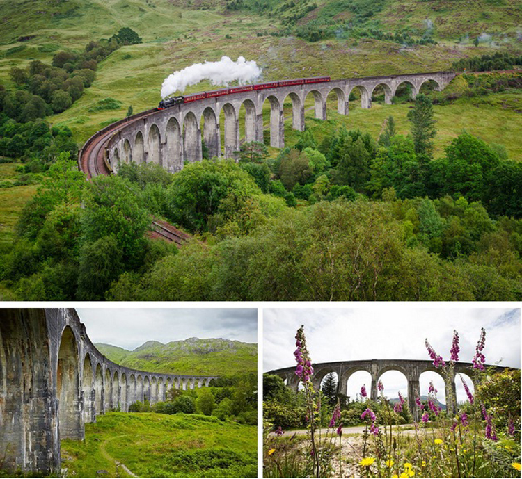 15. Cầu&nbsp;Glenfinnan, Scotland

Cầu Glefinnan ở Scotland nằm trong tuyến đường sắt được xây dựng vào năm 1898. Những ai hâm mộ bộ truyện Harry Porter có thể dễ dàng nhận ra chuyến tàu của trường Hogwarts được lấy cảm hứng từ nơi này.
