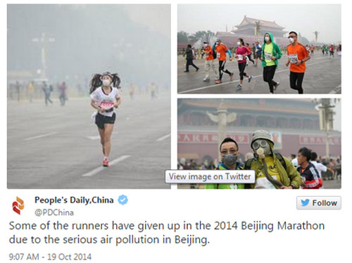Trung Quốc ô nhiễm không khí nặng, VĐV marathon phải đeo mặt nạ - 9