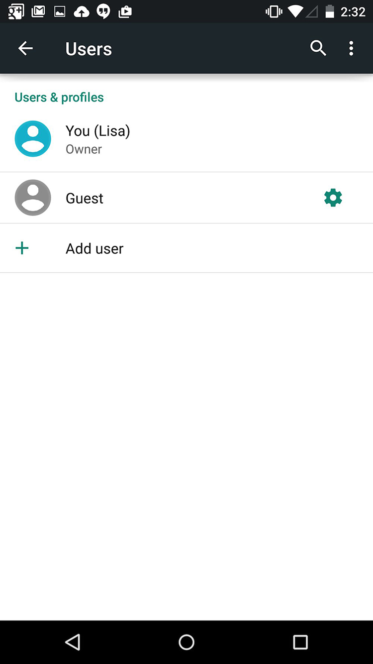 Trên Android Lollipop, bạn có thể tạo lập hồ sơ để nhiều người cùng sử dụng máy với các quyền hạn và thiết lập khác nhau.
