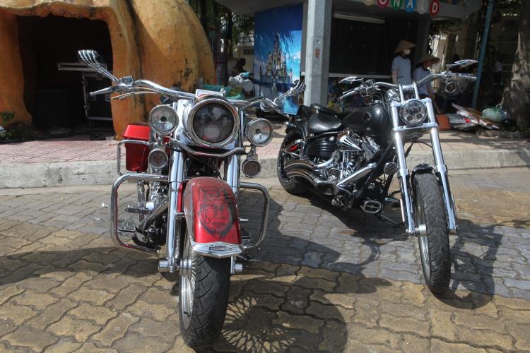 Chắn bùn trước của chiếc Harley-Davidson Fat Bob này in mặt một cô gái
