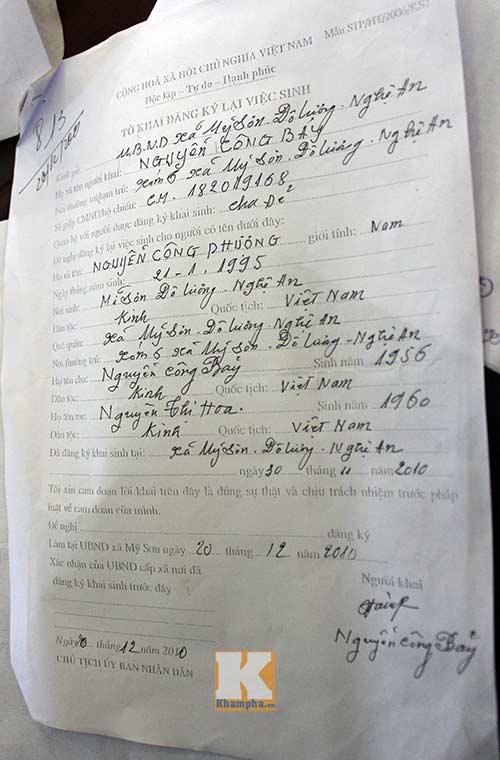 Hồ sơ gốc chứng minh Công Phượng sinh năm 1995 - 5