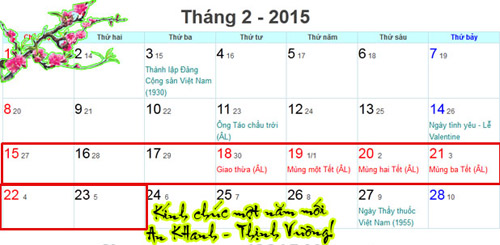 Tết Ất Mùi 2015 dự kiến được nghỉ 9 ngày - 1