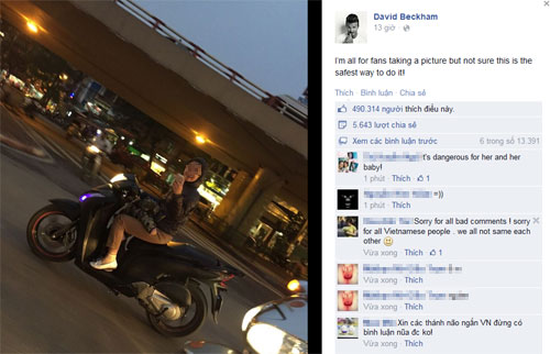 Beckham chụp ảnh phụ nữ Việt vừa chạy xe vừa chụp ảnh - 1