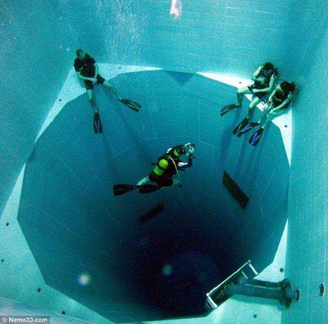 7 – Bể bơi sâu nhất thế giới với độ sâu  34,5m và chứa hơn 2,5 triệu lít nước khoáng ở Brussel, Bỉ.


