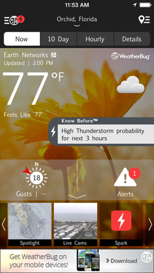 7. Weatherbug

Tải về: Android | iOS

Giá cả: Miễn phí (có chèn quảng cáo)

