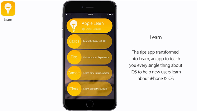 Tính năng hiển thị hướng dẫn sử dụng các công cụ trên iOS.
