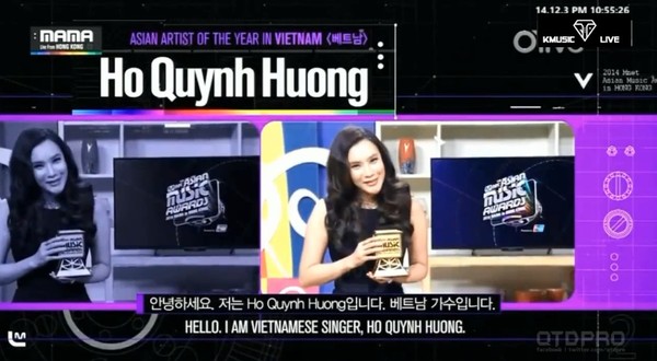 Hồ Quỳnh Hương giành giải thưởng âm nhạc Châu Á - 1