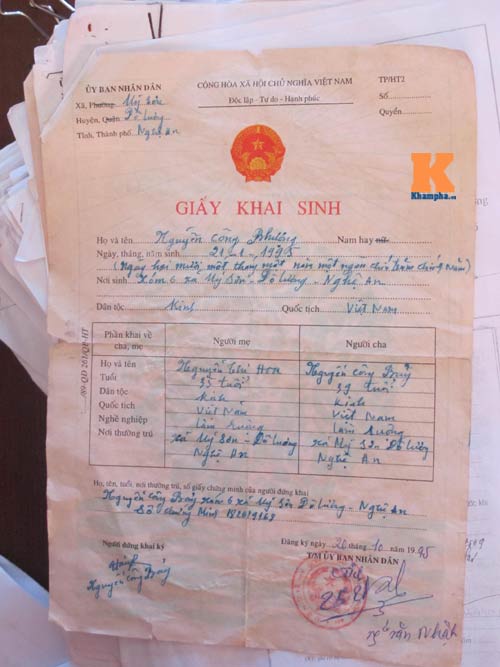 Sở Tư pháp Nghệ An xác nhận Công Phượng sinh năm 1995 - 1