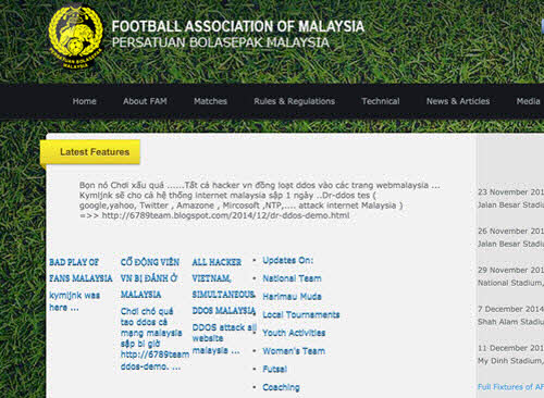 Website của Liên đoàn bóng đá Malaysia bị hacker kiểm soát - 1
