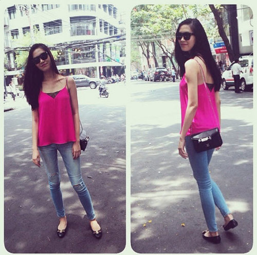 Hoa hậu Thùy Dung cá tính dạo bước trên phố Hà Nội - 10