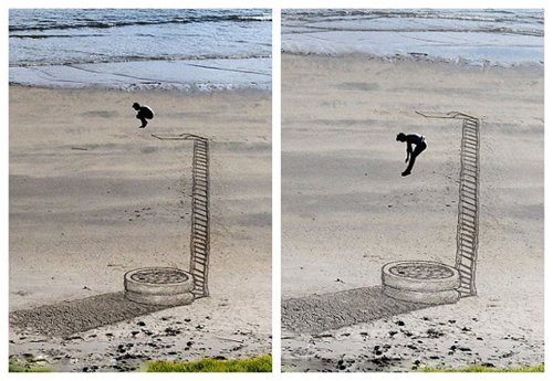 Biến bãi biển hoang thành tranh 3D sống động - 1