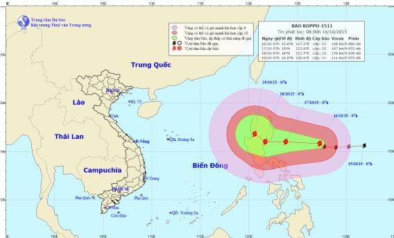 Xuất hiện siêu bão Koppu ngoài biển Đông - 1