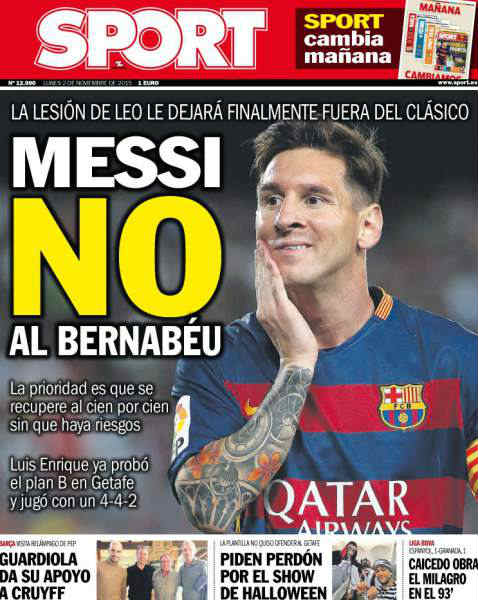 Messi không thể tham dự trận El Clascio tại Bernabeu - 1