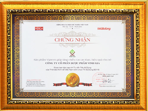 Vipteen Vinh Gia - giúp phát triển chiều cao cho trẻ được tin dùng nhất năm 2015 - 2