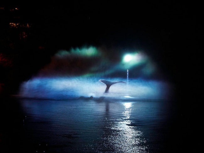 Màn trình diễn hình ảnh 3D chú cá voi khổng lồ đang quẫy đuôi trên sông, sau đó lặn dưới nước được thực hiện bởi nghệ sĩ Catherine Garret mang tên "Mysticete". Đây là màn trình diễn hết sức chân thật và vô cùng sống động mang ý nghĩa phản ánh mối quan hệ của con người  với tự nhiên cũng như những ảnh hưởng mà con người gây ra.