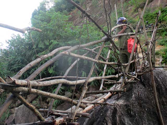 Ảnh: Vượt suối qua cây cầu "chỉ nhìn đã nổi da gà" - 2