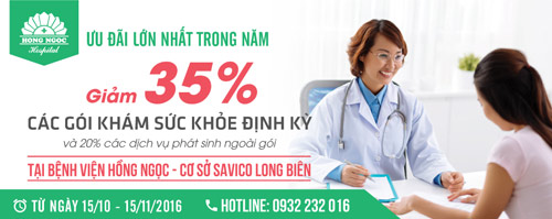 Ưu đãi 35% các gói khám sức khỏe định kỳ cá nhân tại BV Hồng Ngọc - 1