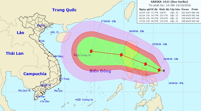 Bão Sarika mạnh cấp 12 uy hiếp Biển Đông - 2