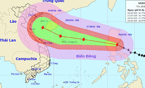 Bão Sarika giật cấp 17 tiến vào Biển Đông - 1