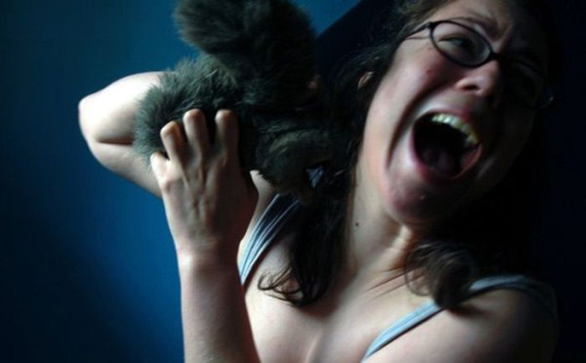 Cô gái hoảng hốt khi bất ngờ bị con sóc tấn công.