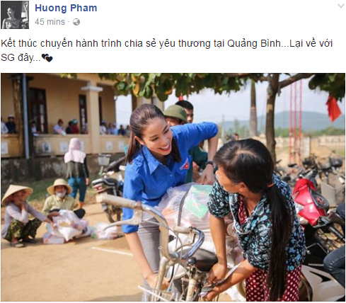 Hoa hậu Phạm Hương &#34;hóa&#34; tiên nữ tại vùng lũ Quảng Bình - 1