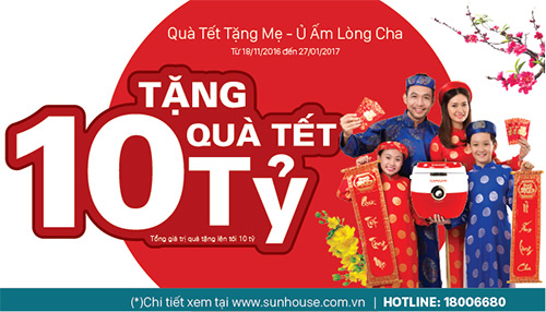 100% mua hàng nhận quà cùng khuyến mãi Tết SUNHOUSE - 1