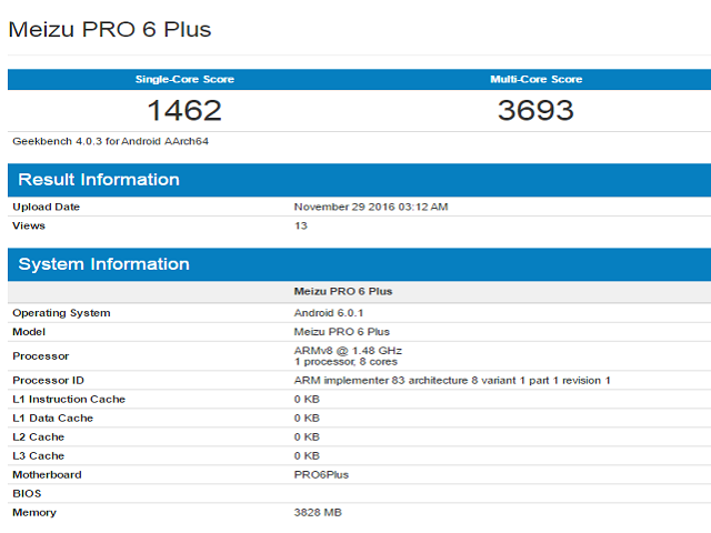 Meizu M3X và Meizu Pro 6 Plus lộ thông số trên GeekBench - 2