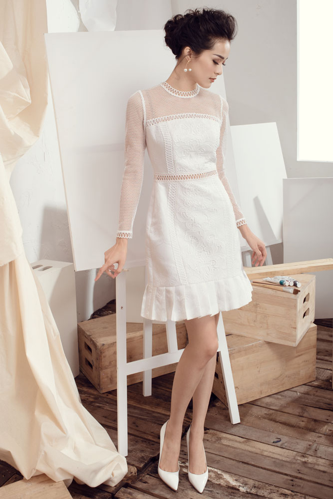 Tấm Hạ Vi "gây thương nhớ" với ren trắng xuyên thấu - 8