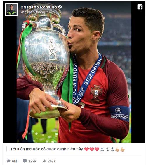 QBV Ronaldo: Vua mạng xã hội 2016, hút 34 triệu like - 2