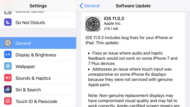 Bản cập nhật iOS 11.0.3 trình làng cho iPhone bị loạn cảm ứng - 1