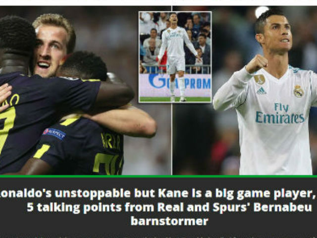 Báo Anh tiếc vì Tottenham hòa Real, khen Harry Kane ngang cơ Ronaldo