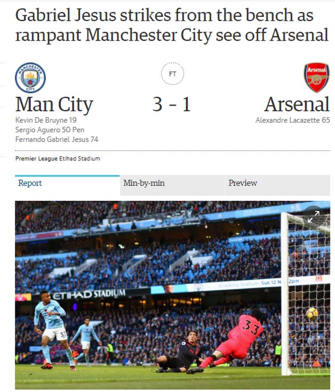 Báo chí Anh: Man City “vùi lấp” Arsenal, sức mạnh vô địch - 1