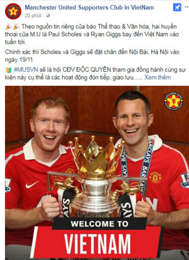 Rộ tin Giggs, Scholes tới Việt Nam: Triệu fan MU chấn động, vỡ òa sung sướng - 1