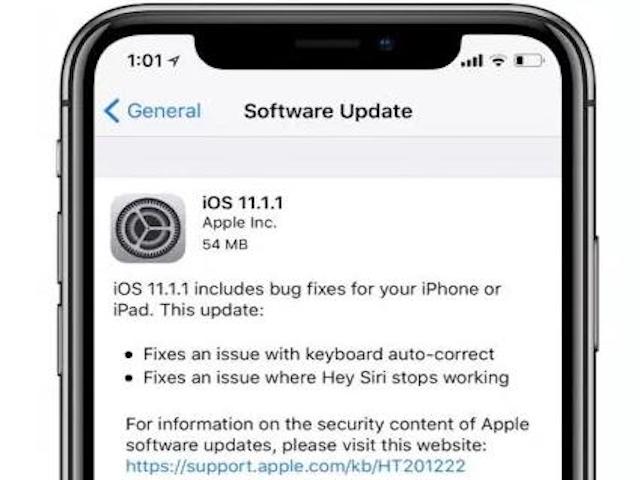 Apple tung iOS 11.1.1 cho iPhone và iPad để sửa lỗi nguyên âm