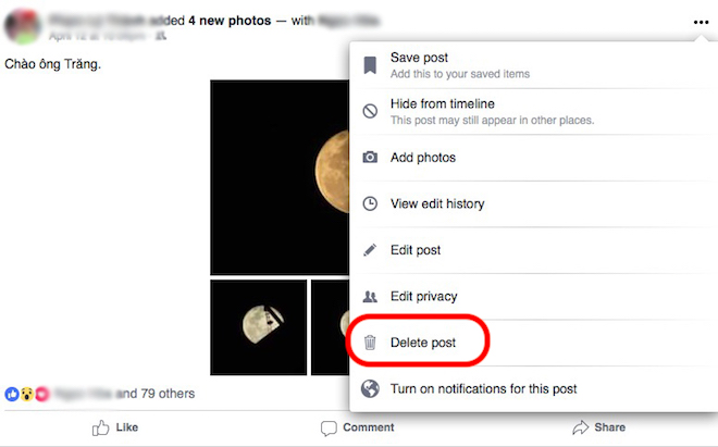 3 cách xóa status, hình ảnh trên Facebook khi nút &#34;Delete&#34; không còn - 1